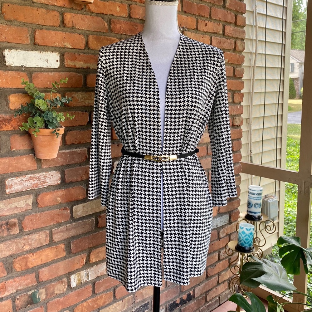 J Jill Wearever Collection Houndstooth Cardigan